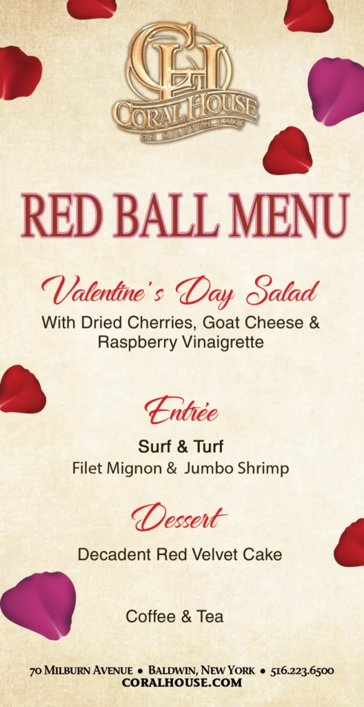 Coral House Valentines Day Gala Menu